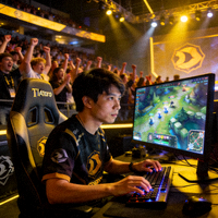 DOTA2选手Yatoro正在TI赛场上激烈操作